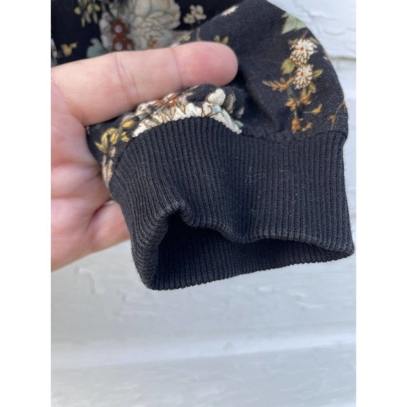 VTG SSLR Jacket Men's S Floral Fully Lined Metro 90's Cotton Flax Linen Black - Picture 4 of 10